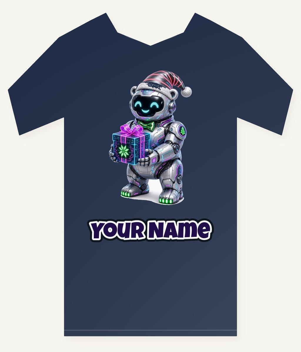 Robot Polar Bear Personalised Kids and Baby Christmas Tee