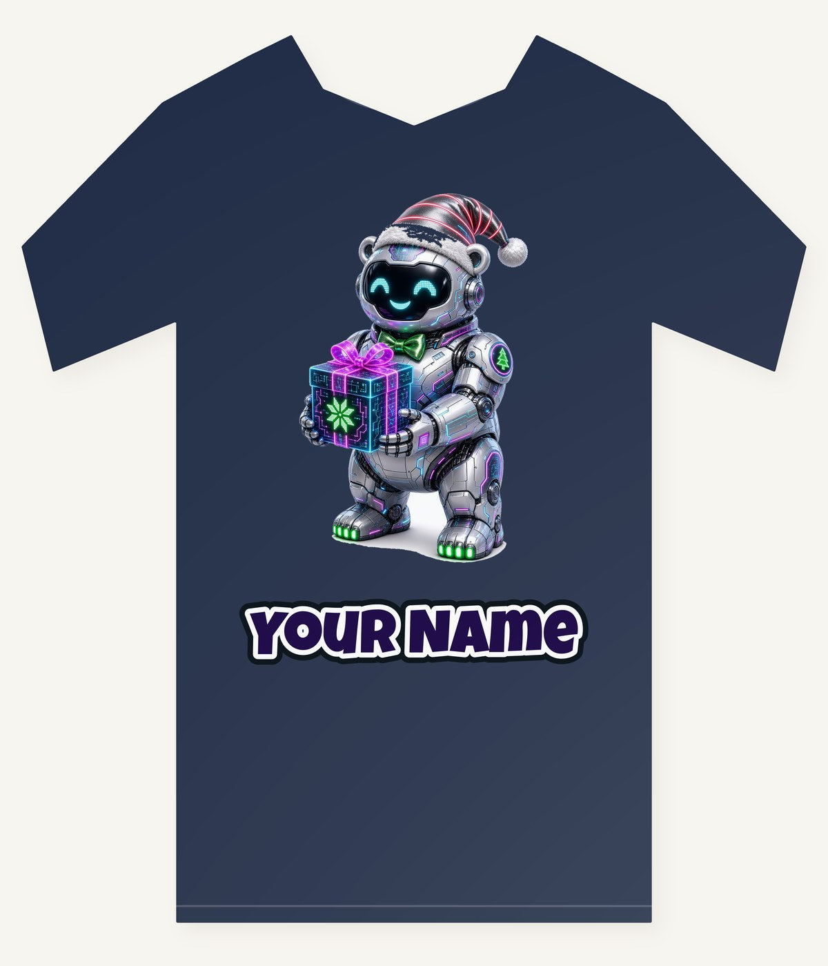 Robot Polar Bear Personalised Kids and Baby Christmas Tee