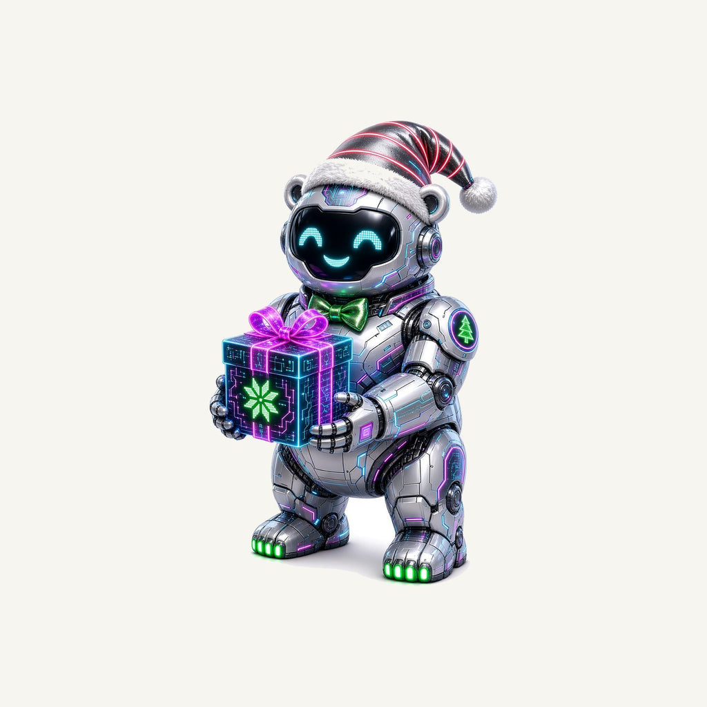 Robot Polar Bear Personalised Kids and Baby Christmas Tee