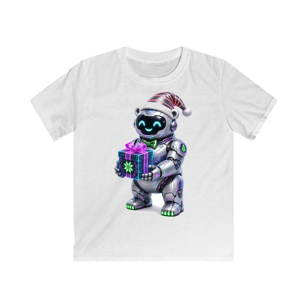 Robot Polar Bear personalised kids Christmas tee in white