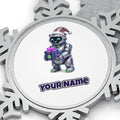 Robot Polar Bear Personalised Pewter Christmas Ornament