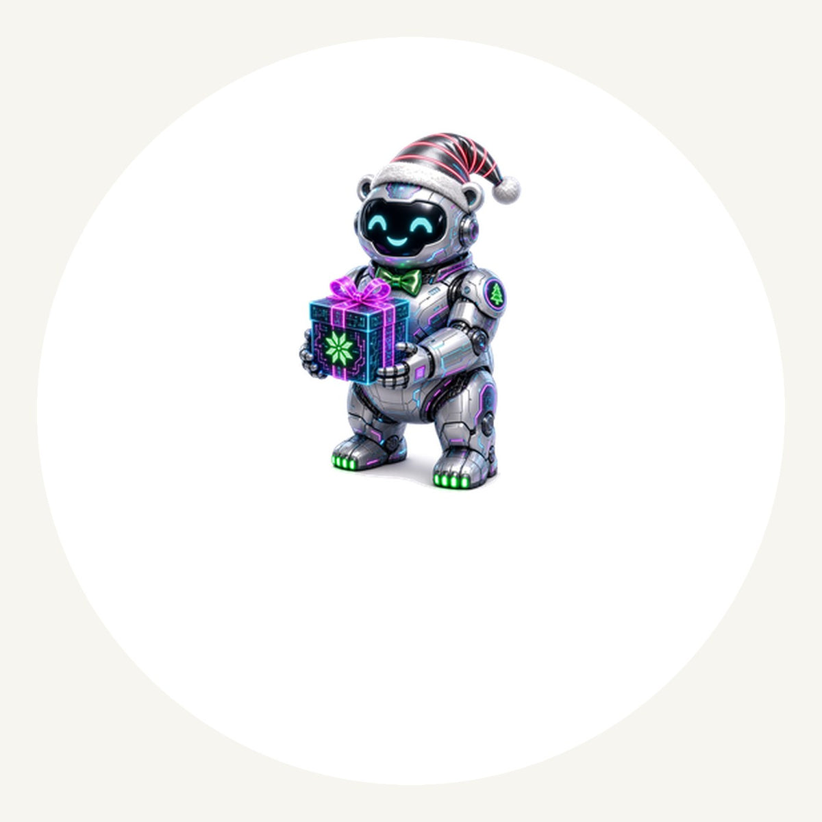 Robot Polar Bear Personalised Pewter Christmas Ornament