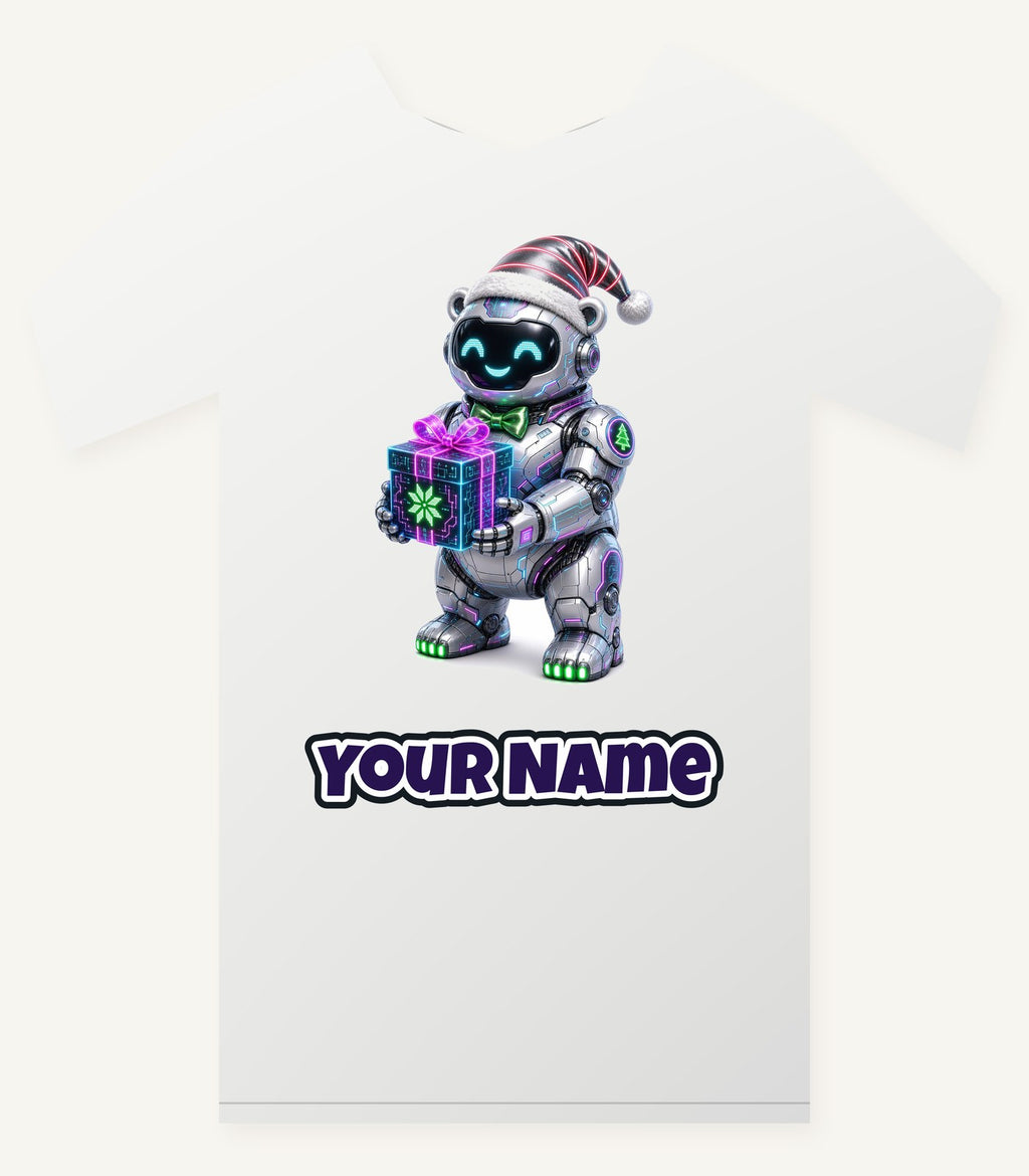 Robot Polar Bear Personalised Christmas T-Shirt and Hoodie