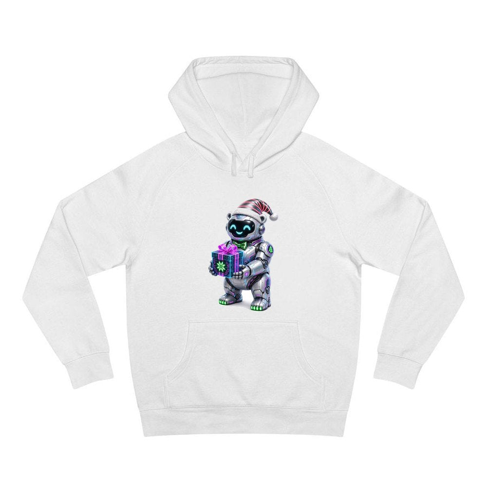 Robot Polar Bear personalised Christmas hoodie in white