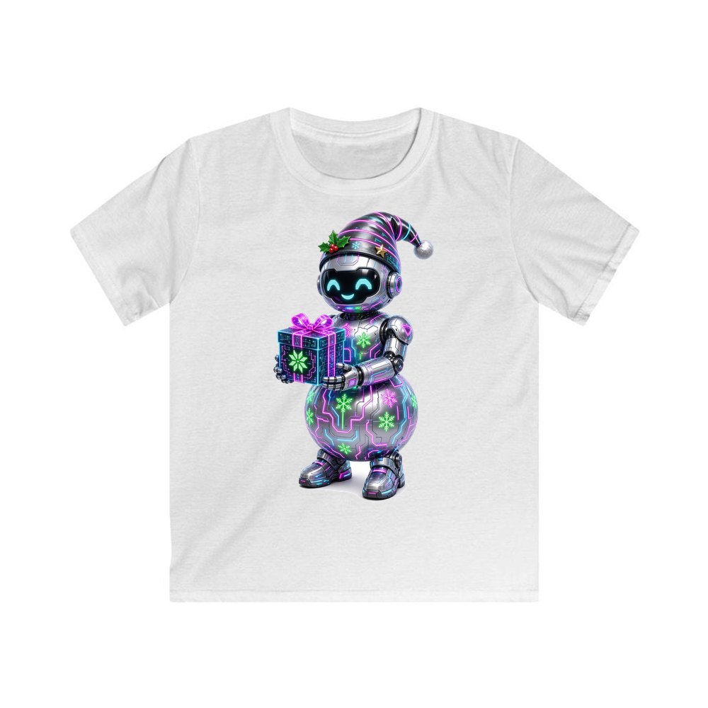 Robot Snowman personalised kids Christmas tee in white