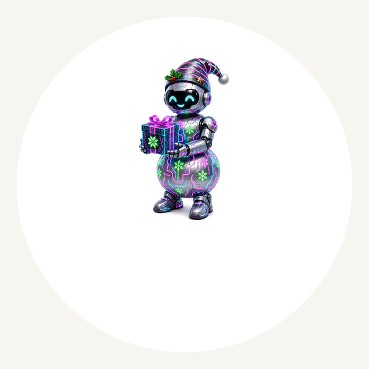 Robot Snowman Personalised Pewter Christmas Ornament