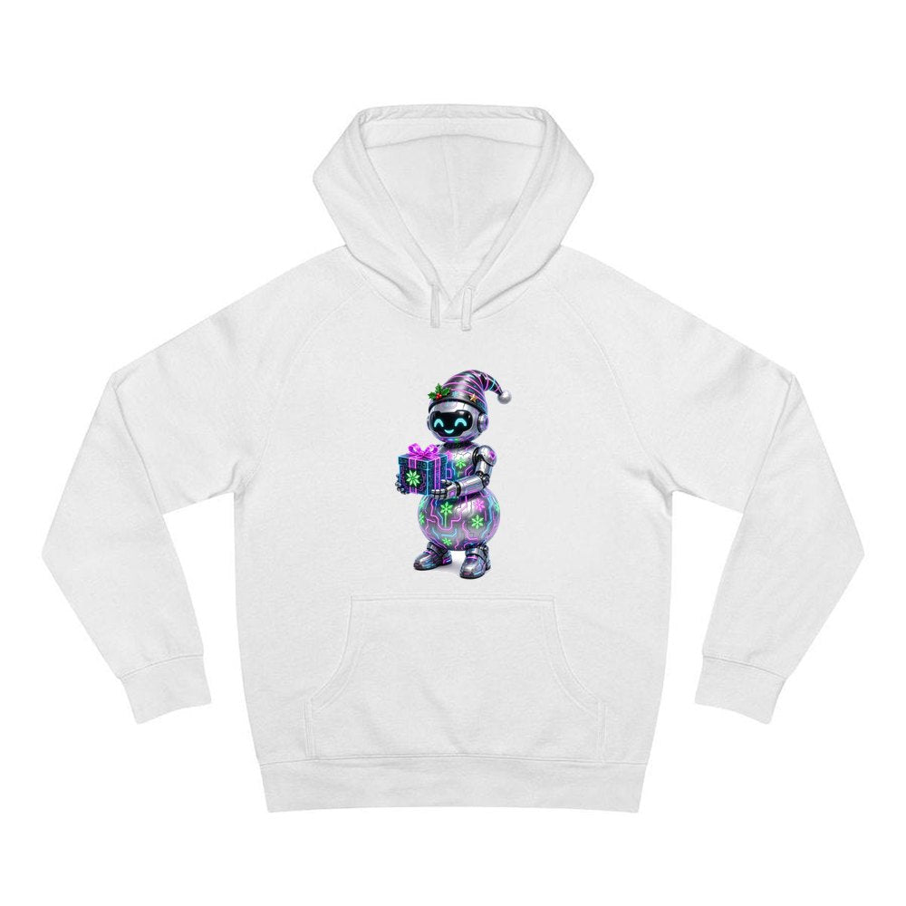 Robot Snowman personalised Christmas hoodie in white