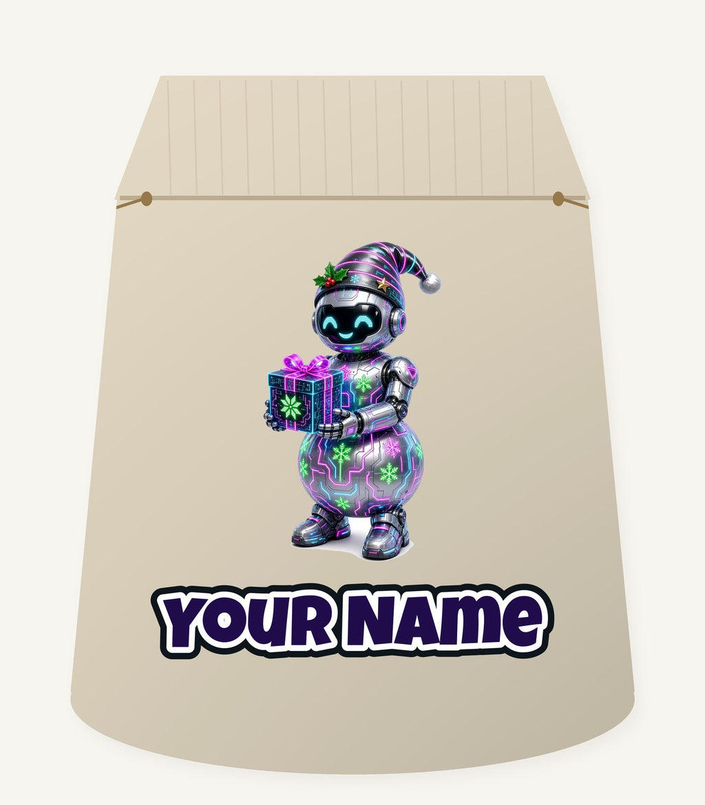 Robot Snowman Personalised Santa Sack