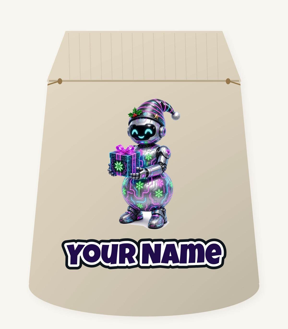 Robot Snowman Personalised Santa Sack
