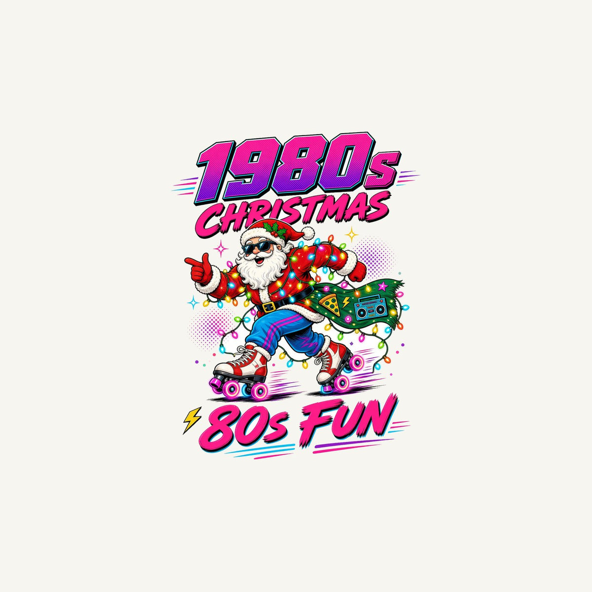 Roller Skating Eighties Santa Personalised Christmas Mug