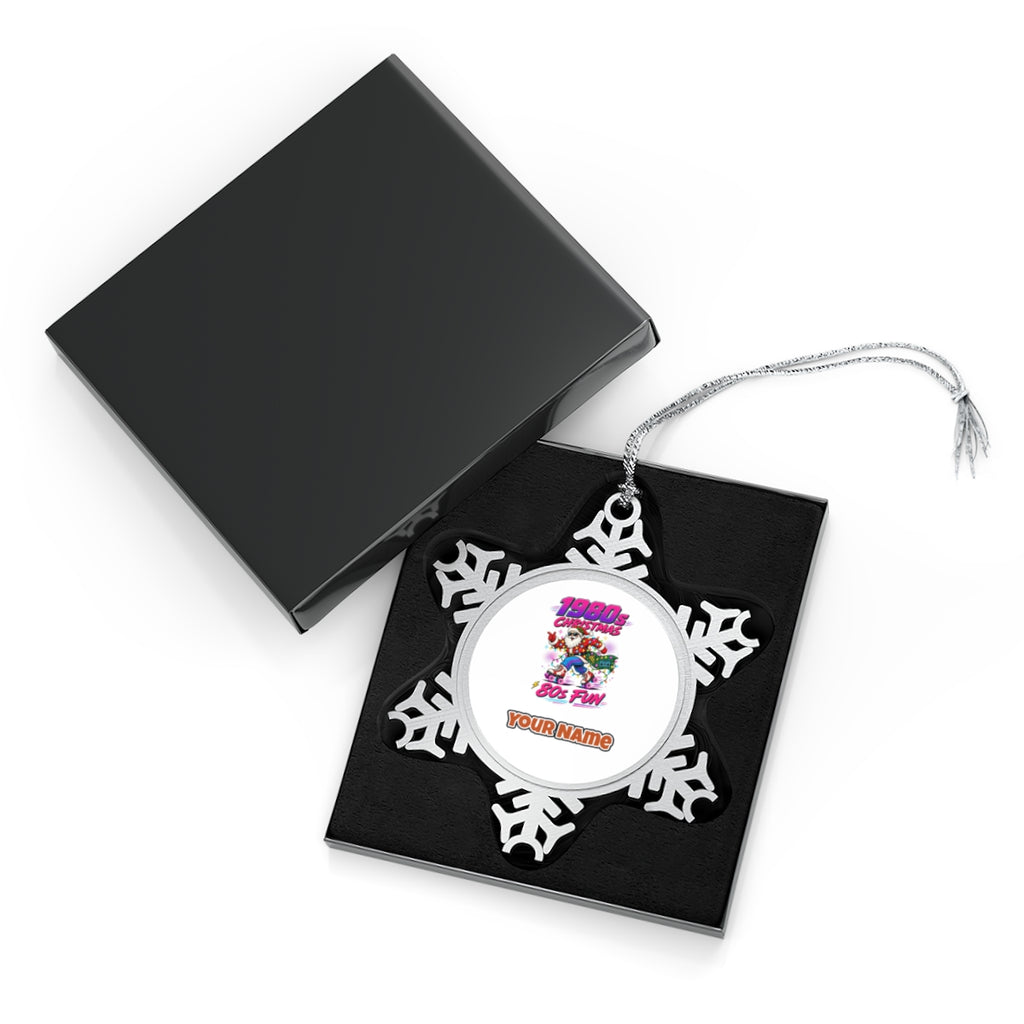 Roller Skating Eighties Santa Personalised Pewter Christmas Ornament