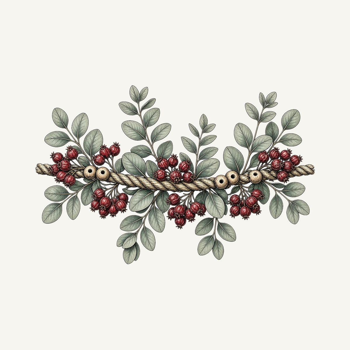 Rope and Berry Garland Personalised Christmas Mug