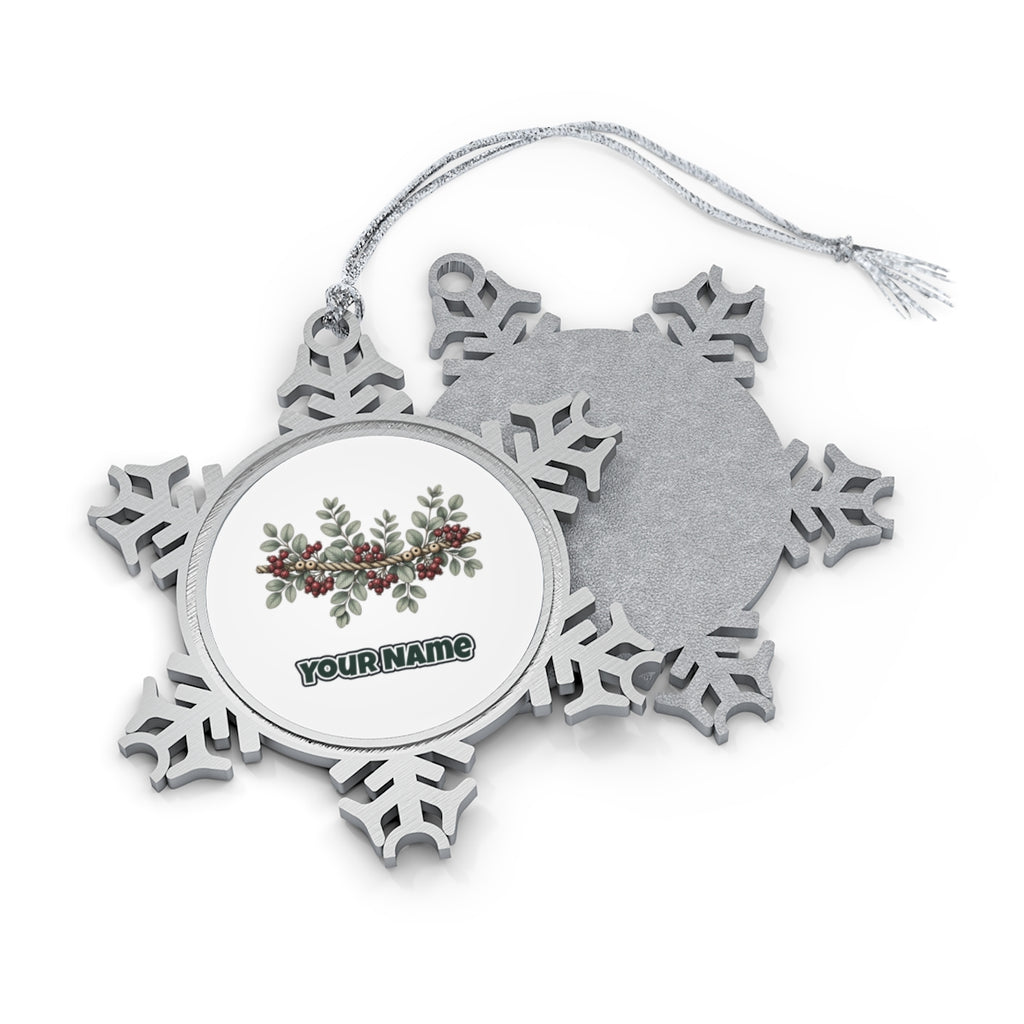 Rope and Berry Garland Personalised Pewter Christmas Ornament