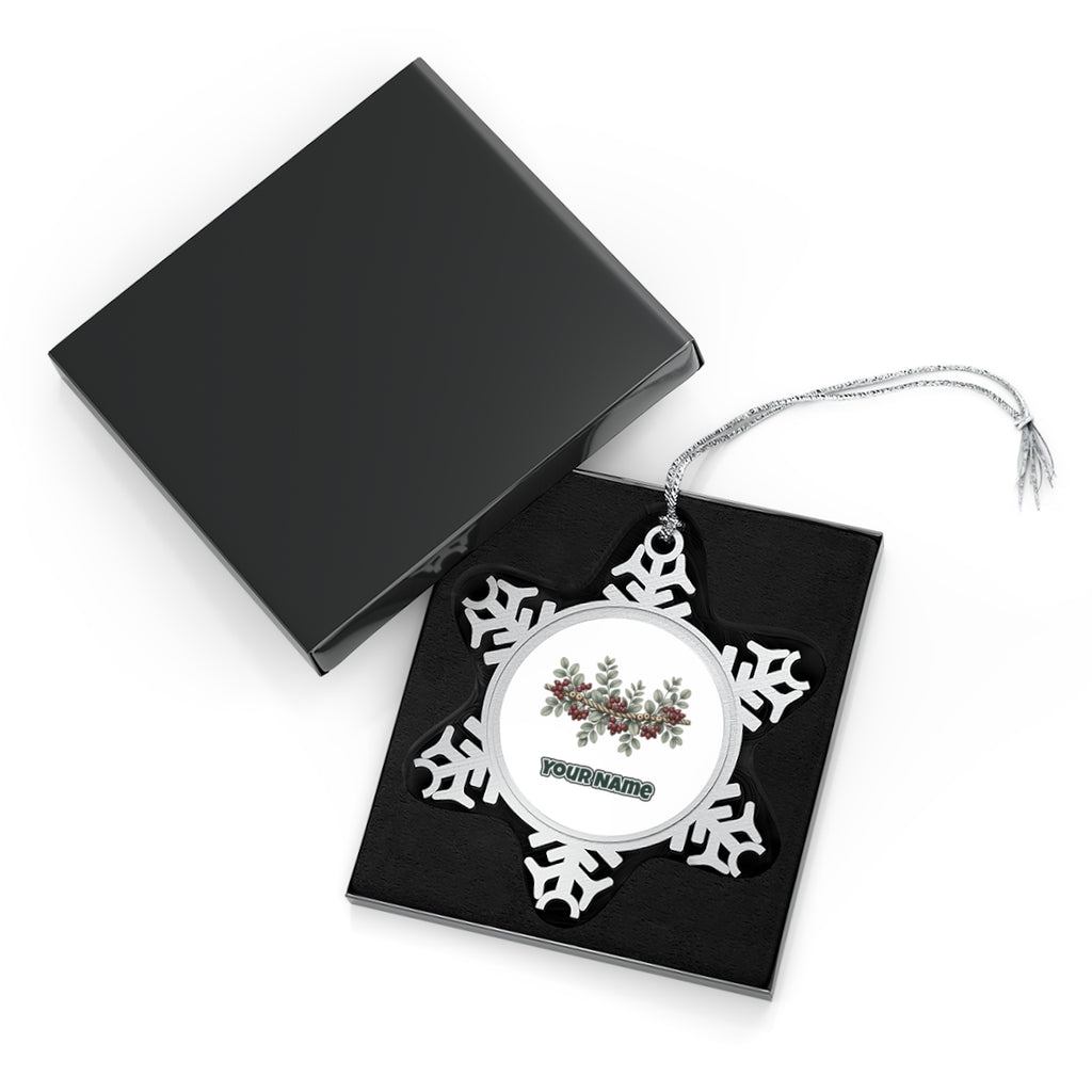 Rope and Berry Garland Personalised Pewter Christmas Ornament