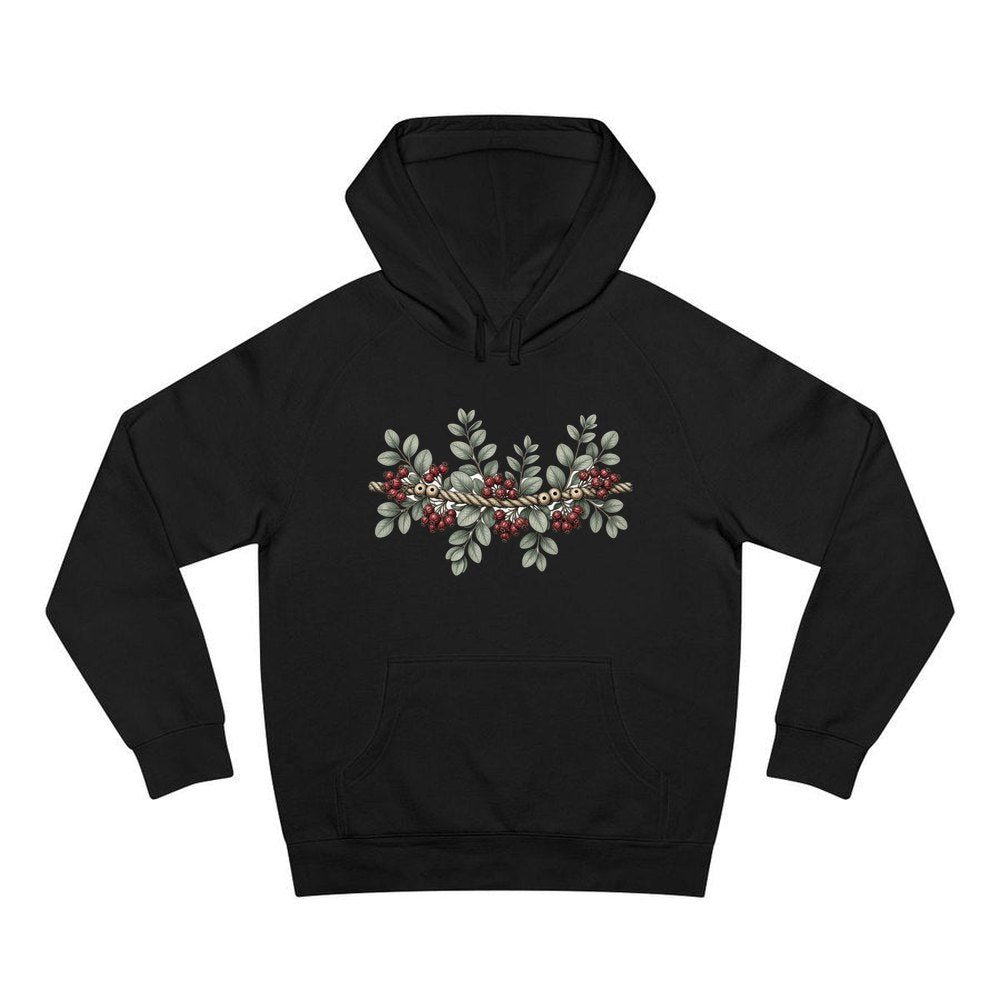 Rope and Berry Garland personalised Christmas hoodie in black