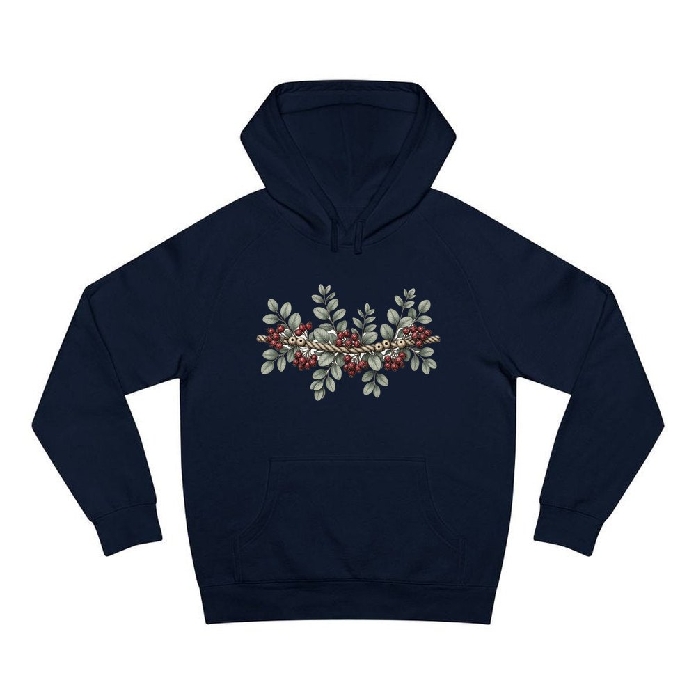 Rope and Berry Garland personalised Christmas hoodie in navy