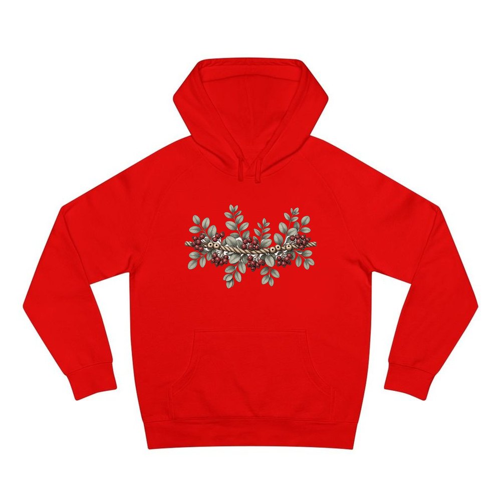 Rope and Berry Garland personalised Christmas hoodie in red
