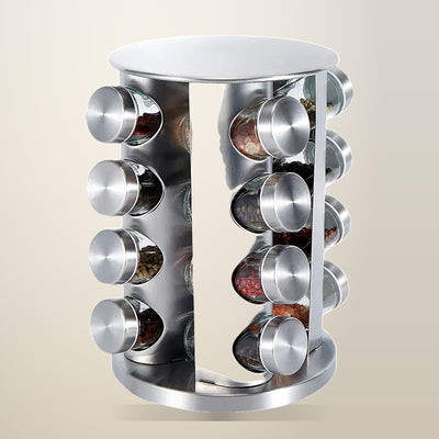 Rotating Multi-Tier Spice Rack with Glass Jars