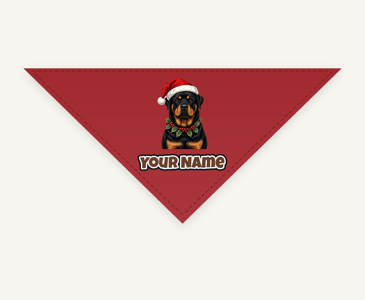 Rottweiler Christmas Personalised Christmas Pet Bandana, Cat or Dog