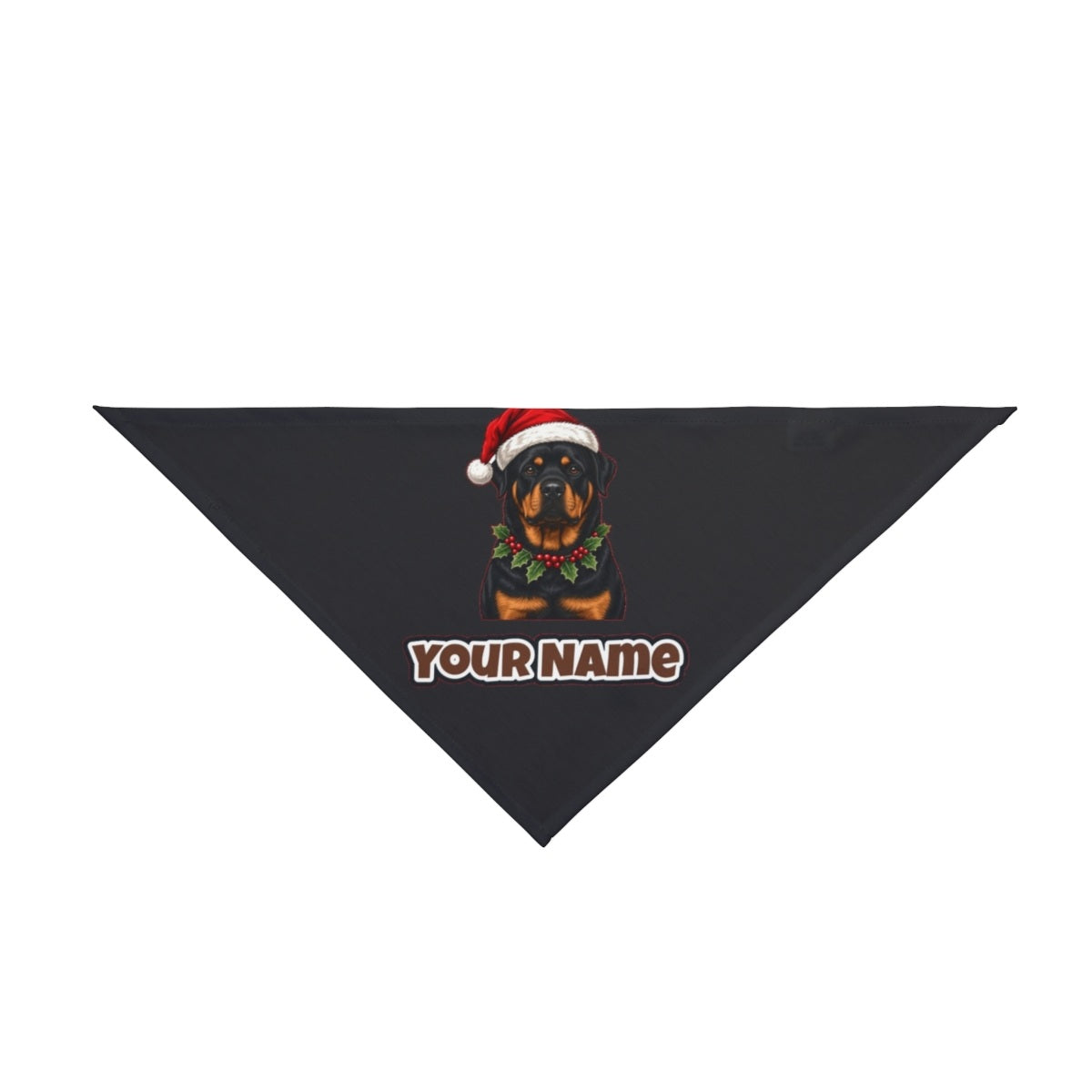 Rottweiler personalised Christmas pet bandana in black, tie-on style