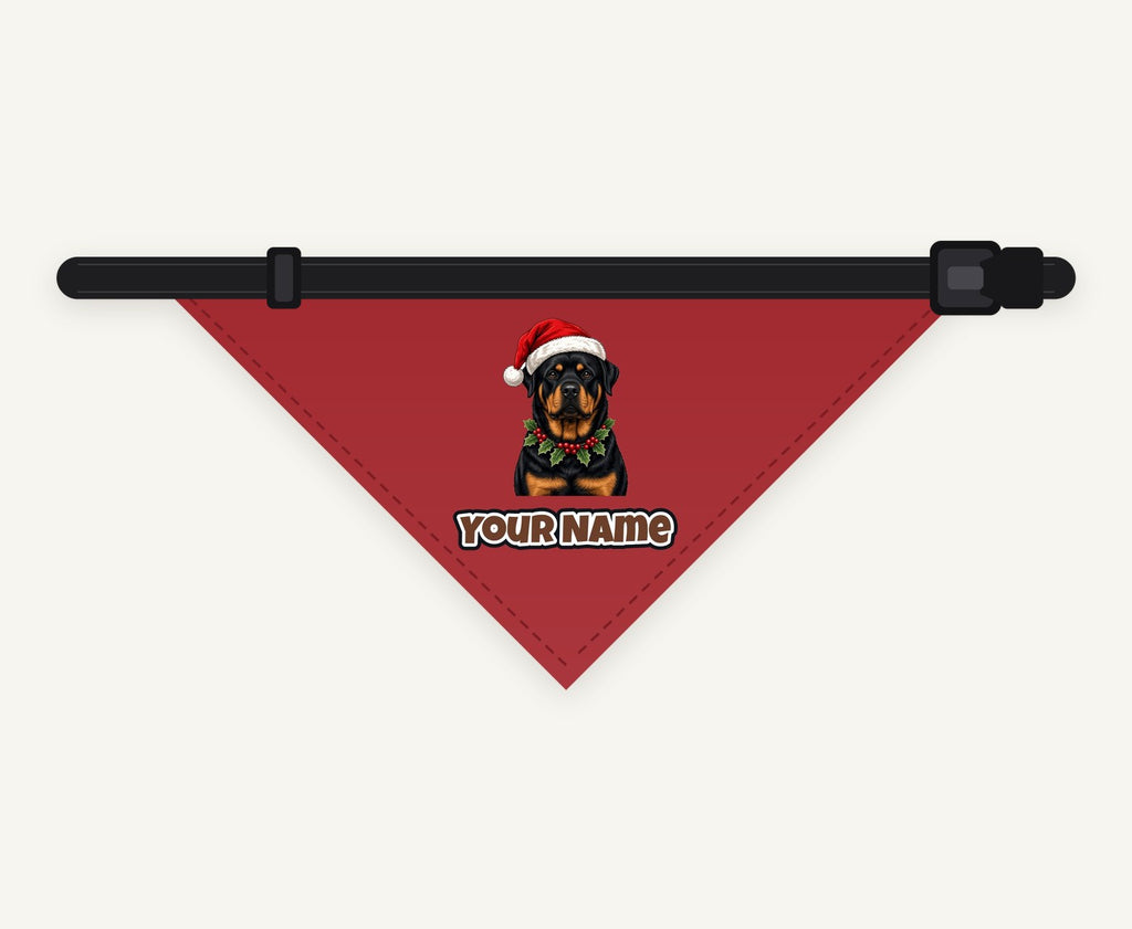 Rottweiler personalised Christmas pet bandana collar with buckle