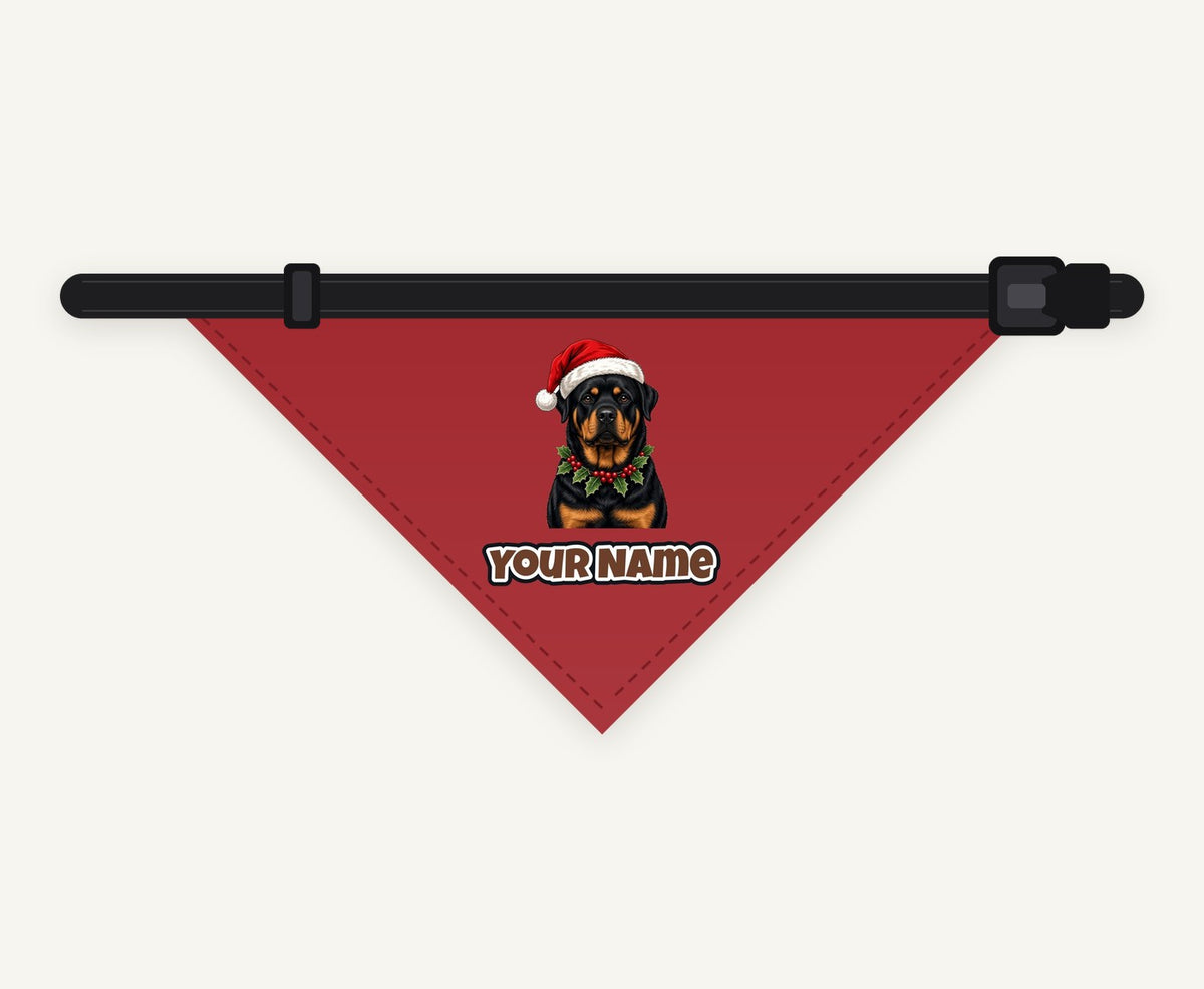 Rottweiler personalised Christmas pet bandana collar with buckle