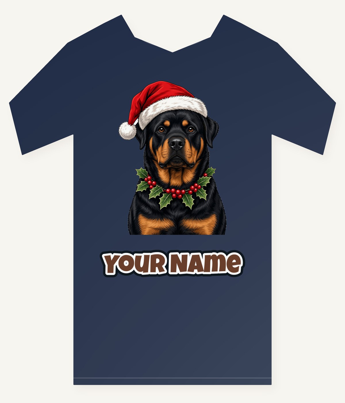 Rottweiler Christmas Personalised Kids Tee and Baby Bodysuit
