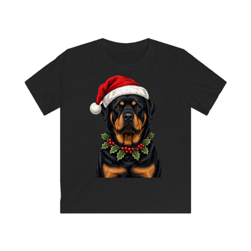 Rottweiler personalised kids Christmas tee in black