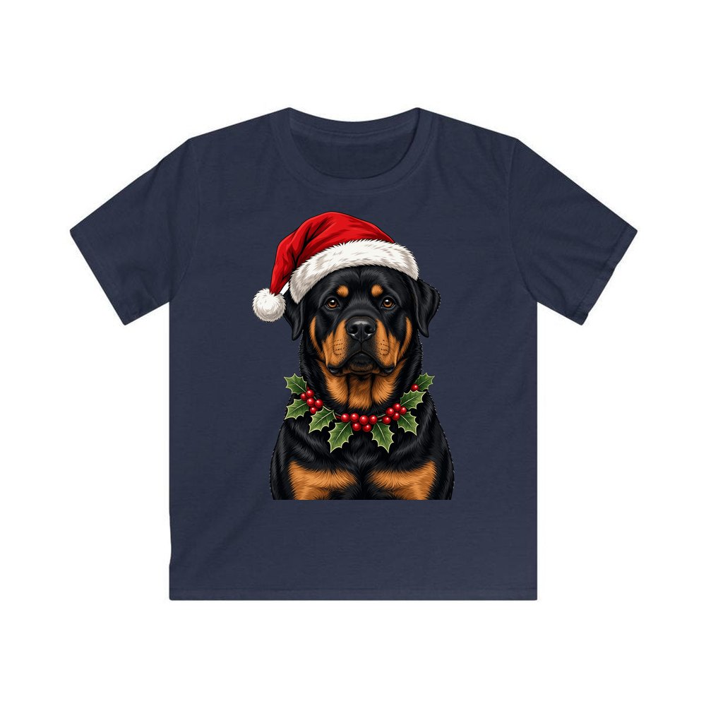 Rottweiler personalised kids Christmas tee in navy