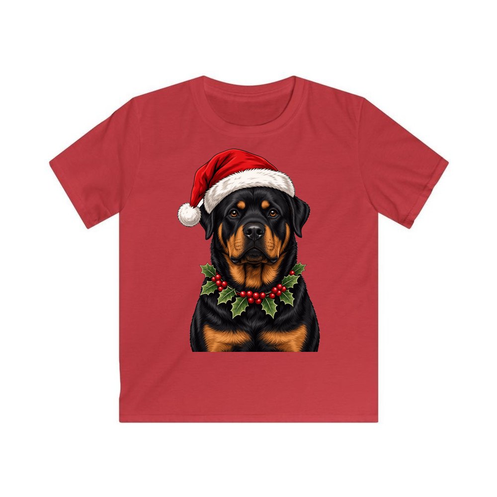 Rottweiler personalised kids Christmas tee in red