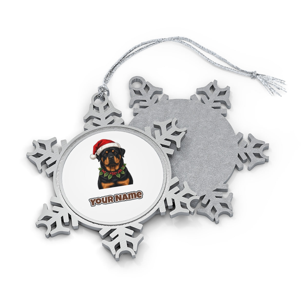 Rottweiler Personalised Pewter Christmas Ornament