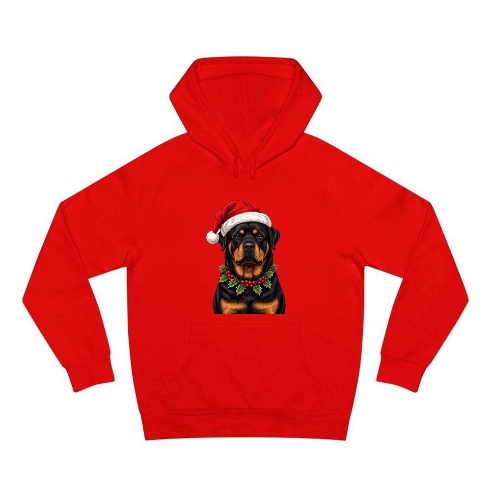 Rottweiler personalised Christmas hoodie in red