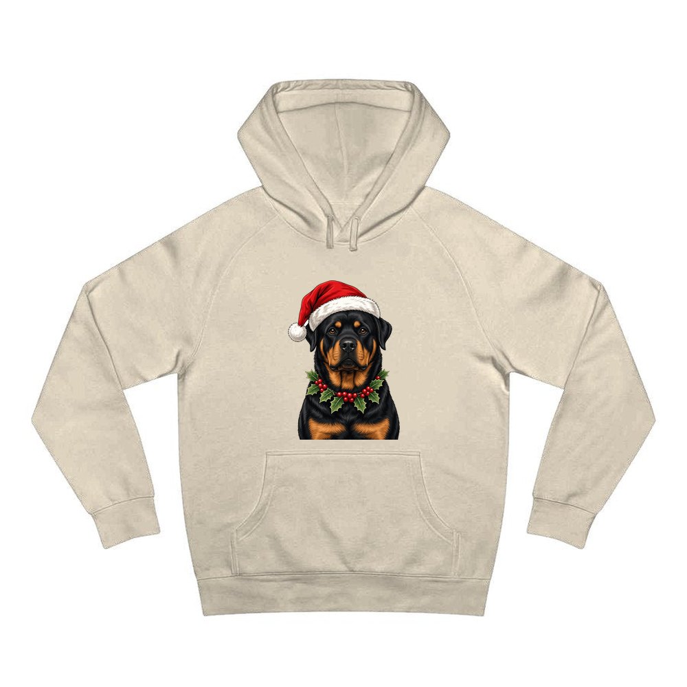 Rottweiler personalised Christmas hoodie in sand