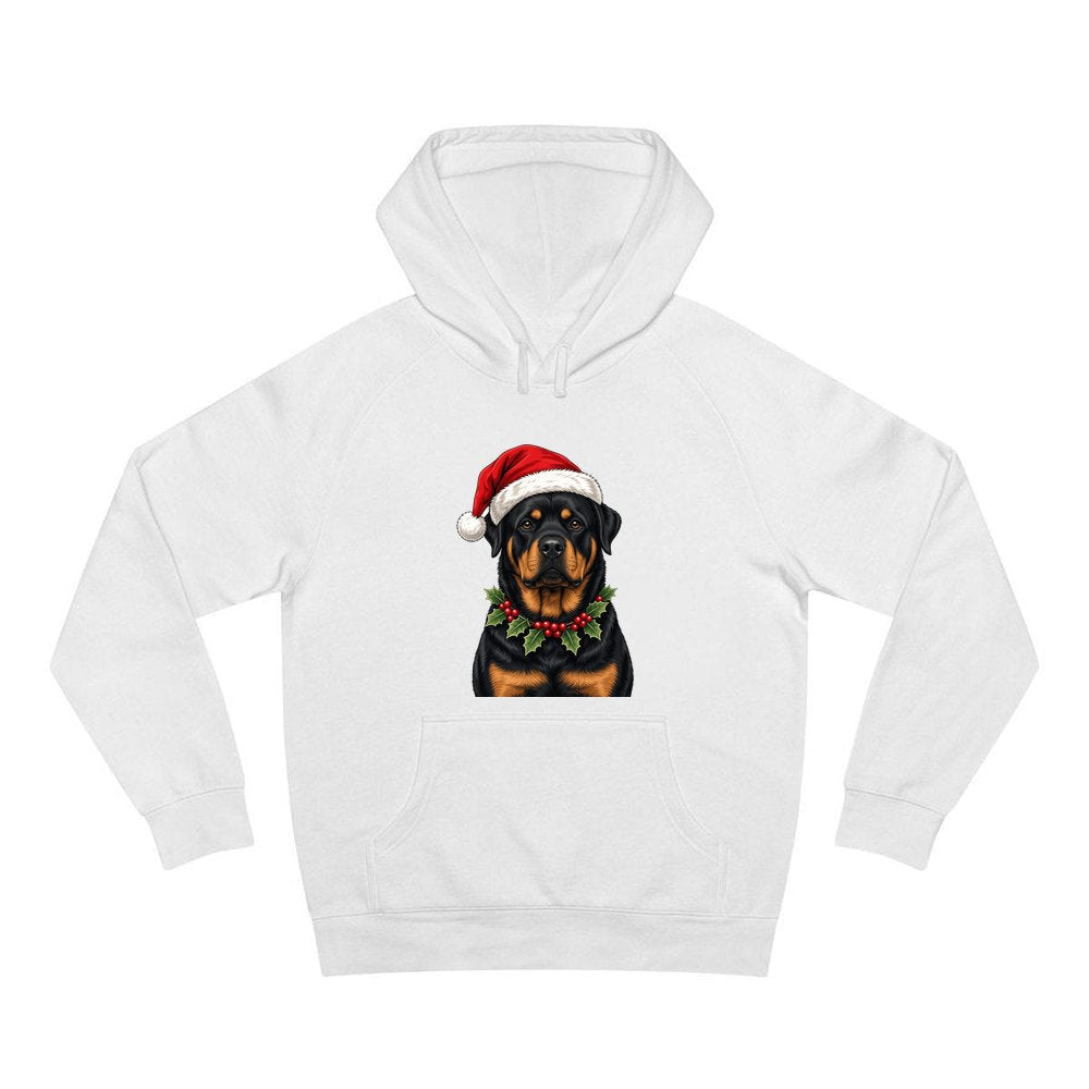 Rottweiler personalised Christmas hoodie in white