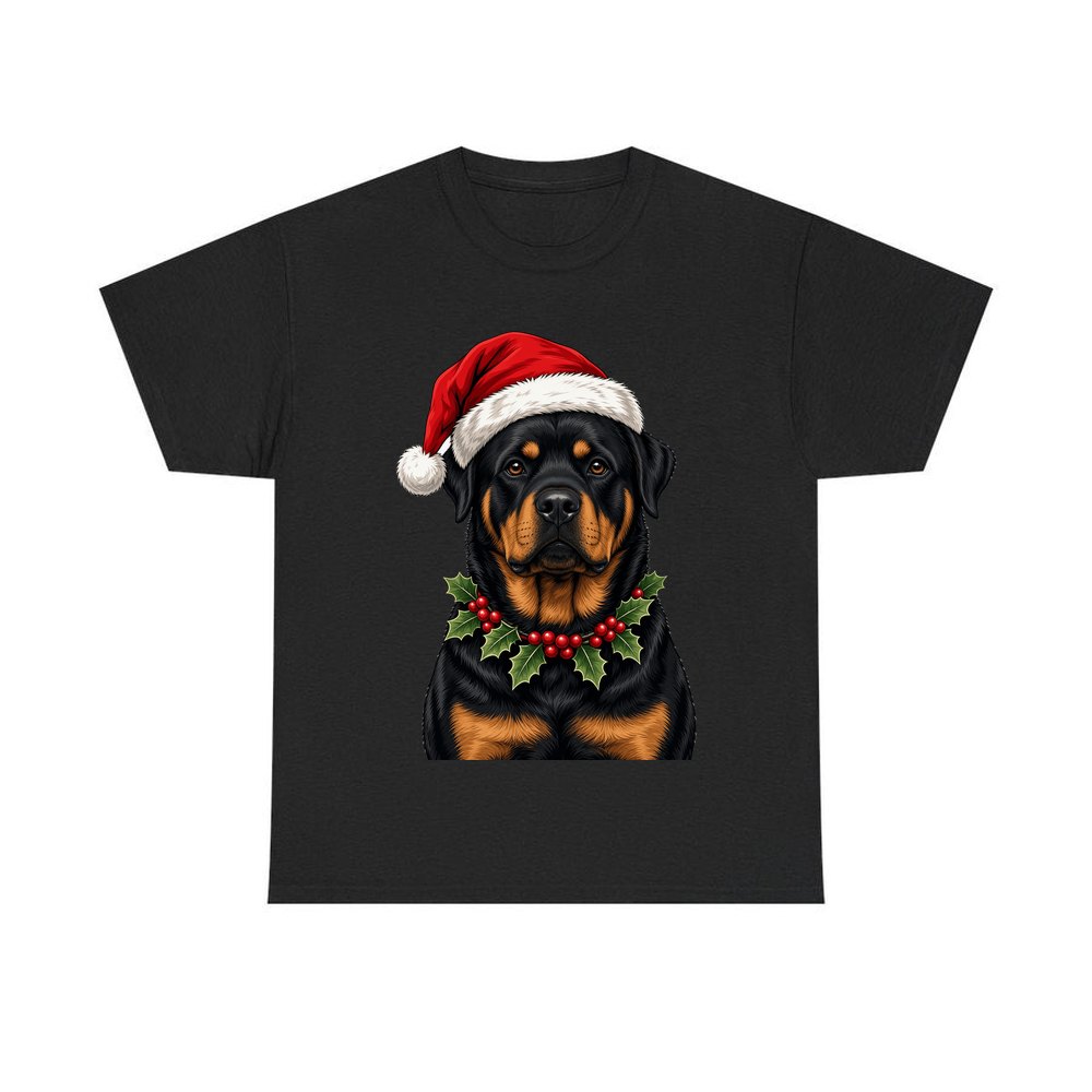 Rottweiler personalised Christmas T-shirt in black