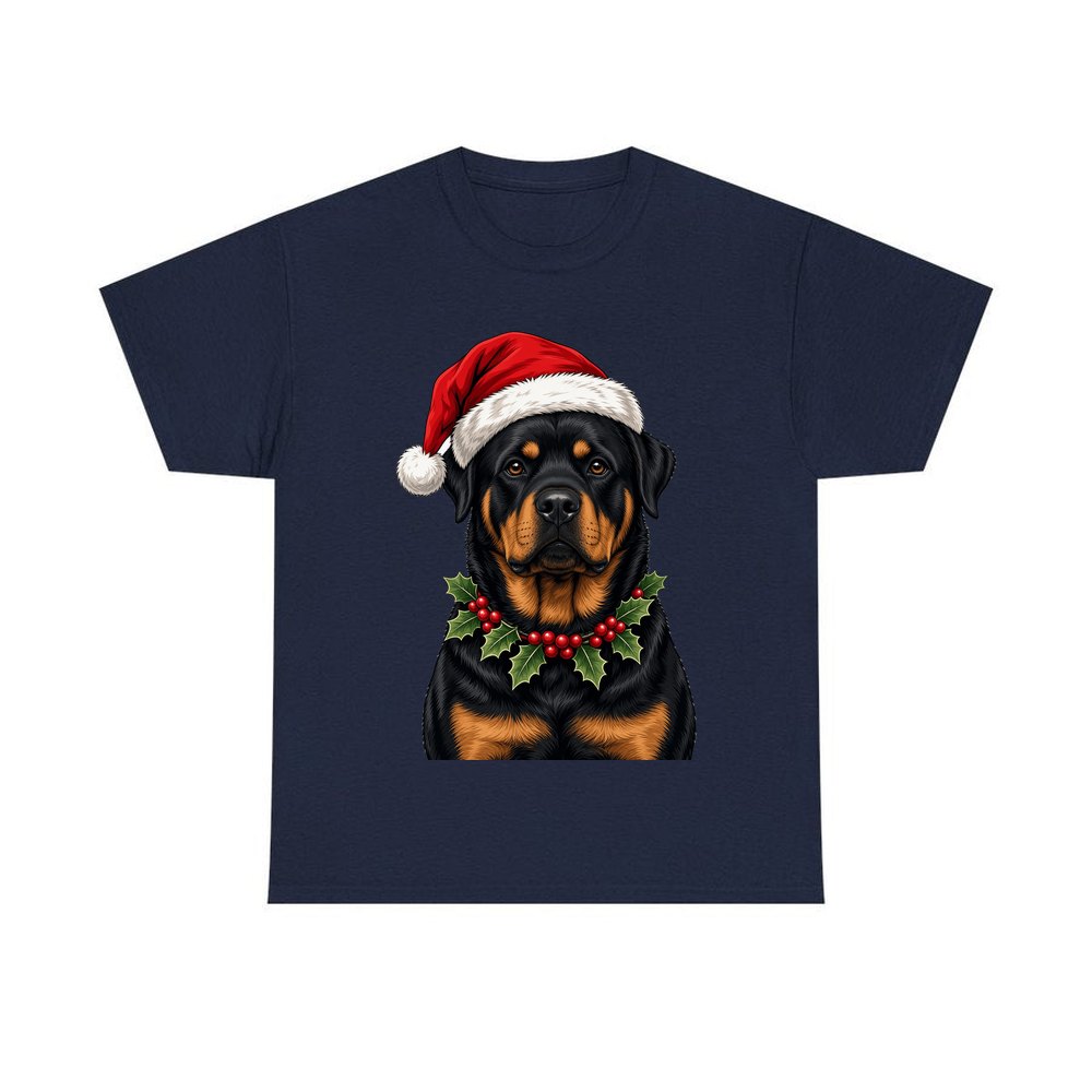 Rottweiler personalised Christmas T-shirt in navy