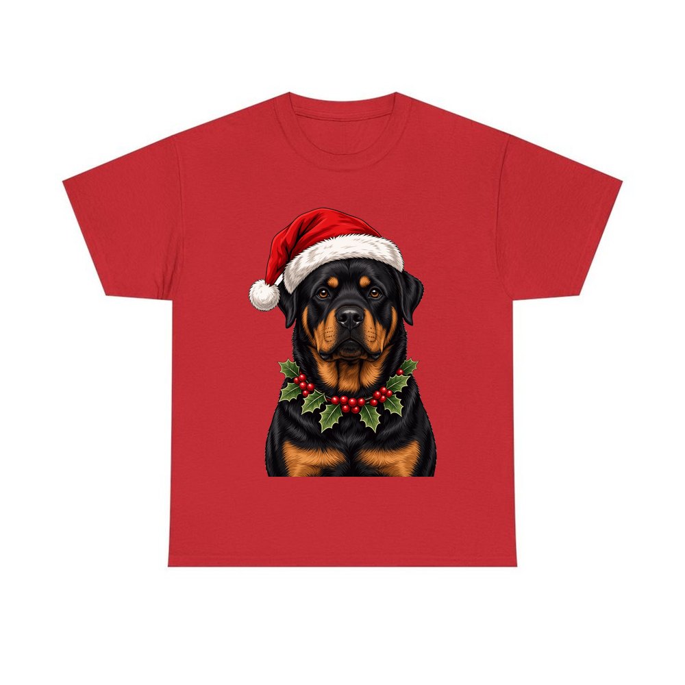 Rottweiler personalised Christmas T-shirt in red