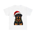 Rottweiler Christmas design on a white tee