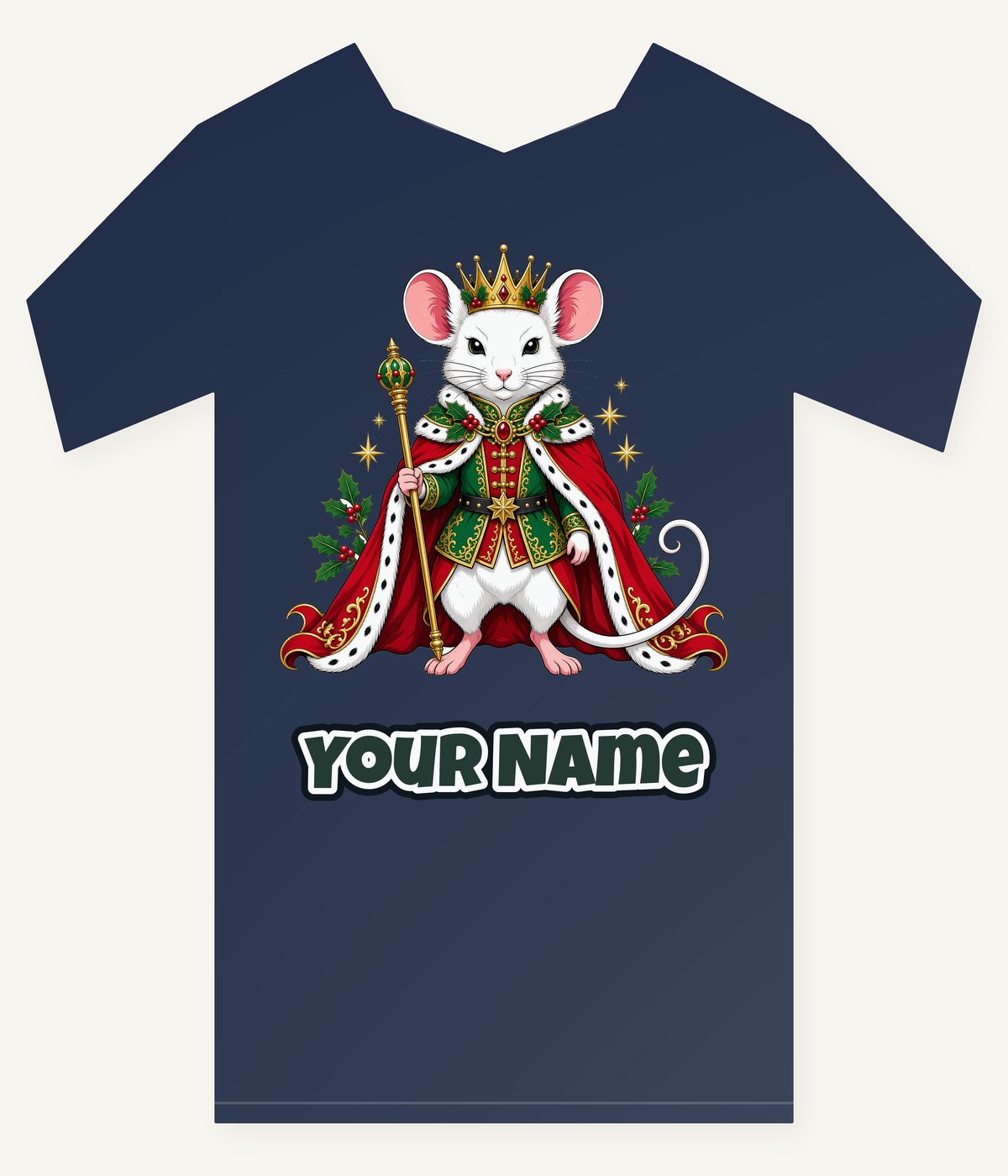 Royal Christmas Mouse Personalised Kids Tee and Baby Bodysuit