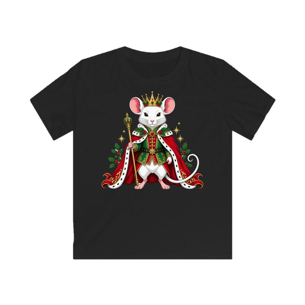 Royal Christmas Mouse personalised kids Christmas tee in black