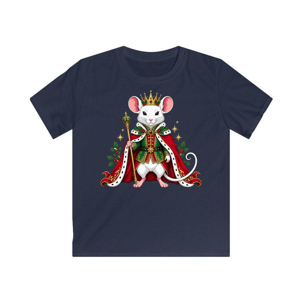 Royal Christmas Mouse personalised kids Christmas tee in navy