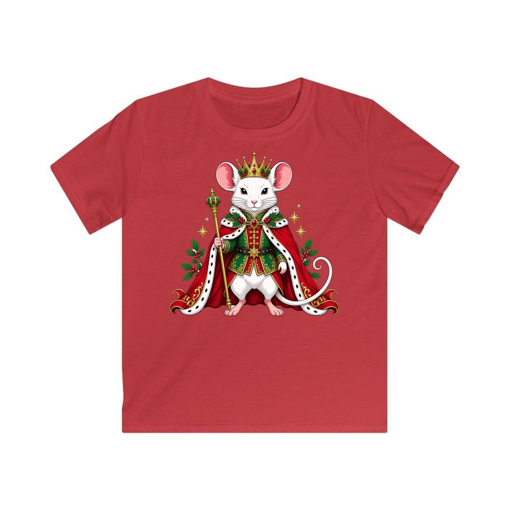 Royal Christmas Mouse personalised kids Christmas tee in red