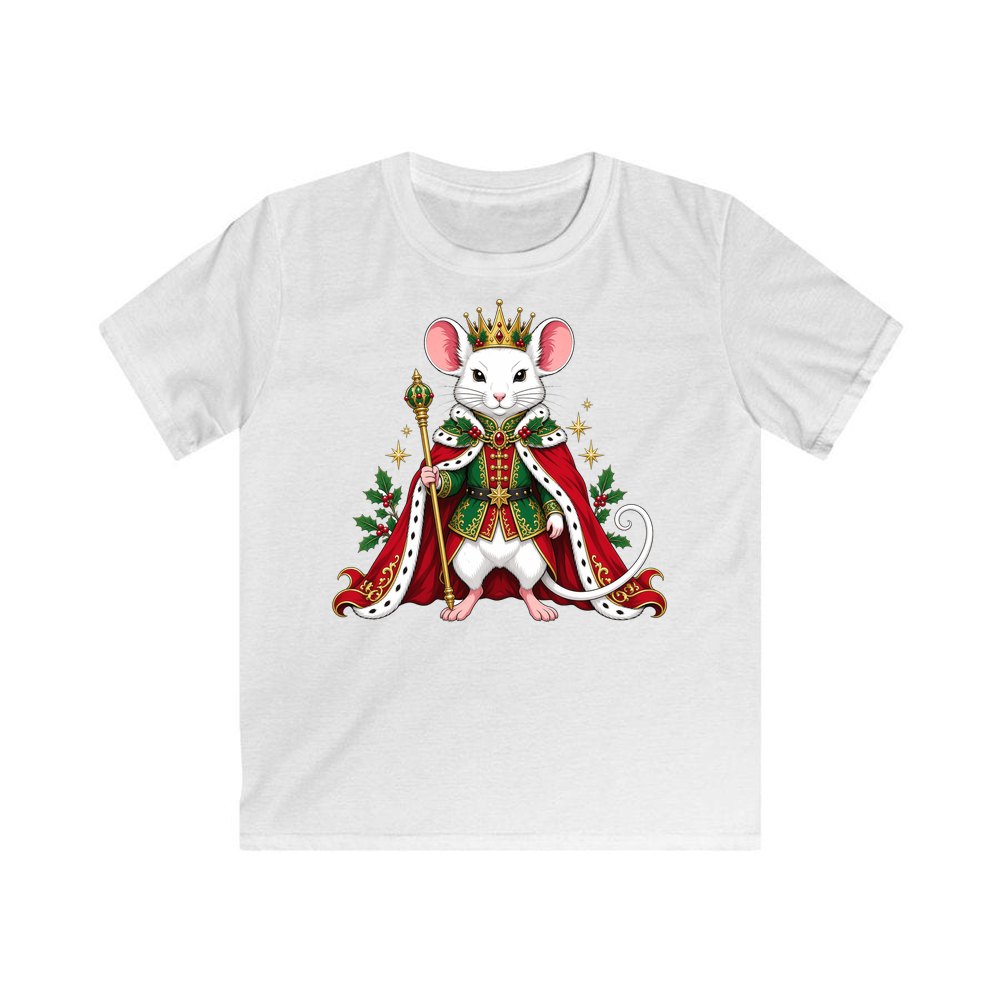 Royal Christmas Mouse personalised kids Christmas tee in white
