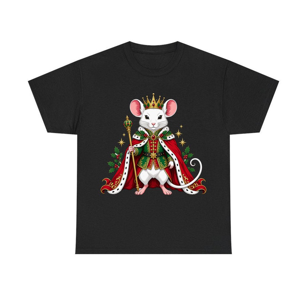 Royal Christmas Mouse personalised Christmas T-shirt in black