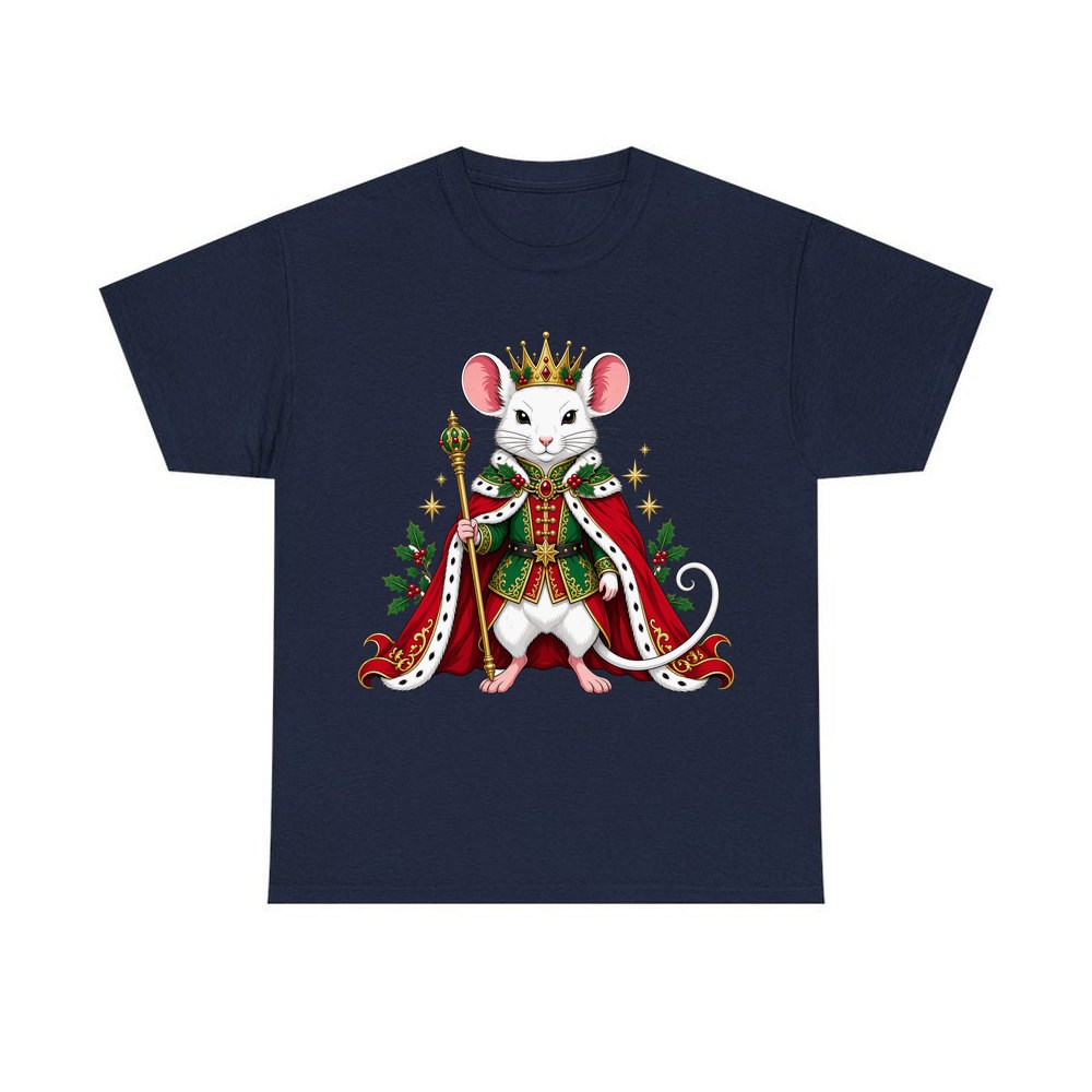 Royal Christmas Mouse personalised Christmas T-shirt in navy