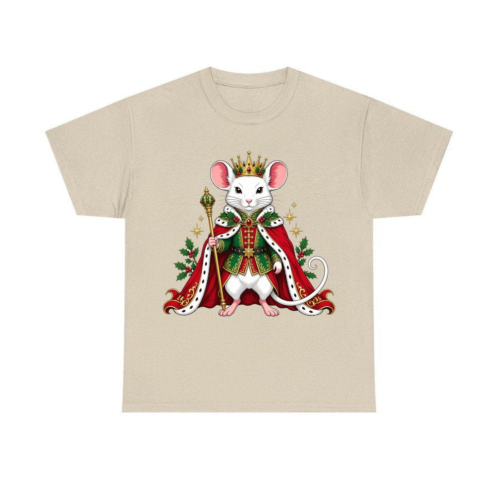 Royal Christmas Mouse personalised Christmas T-shirt in sand