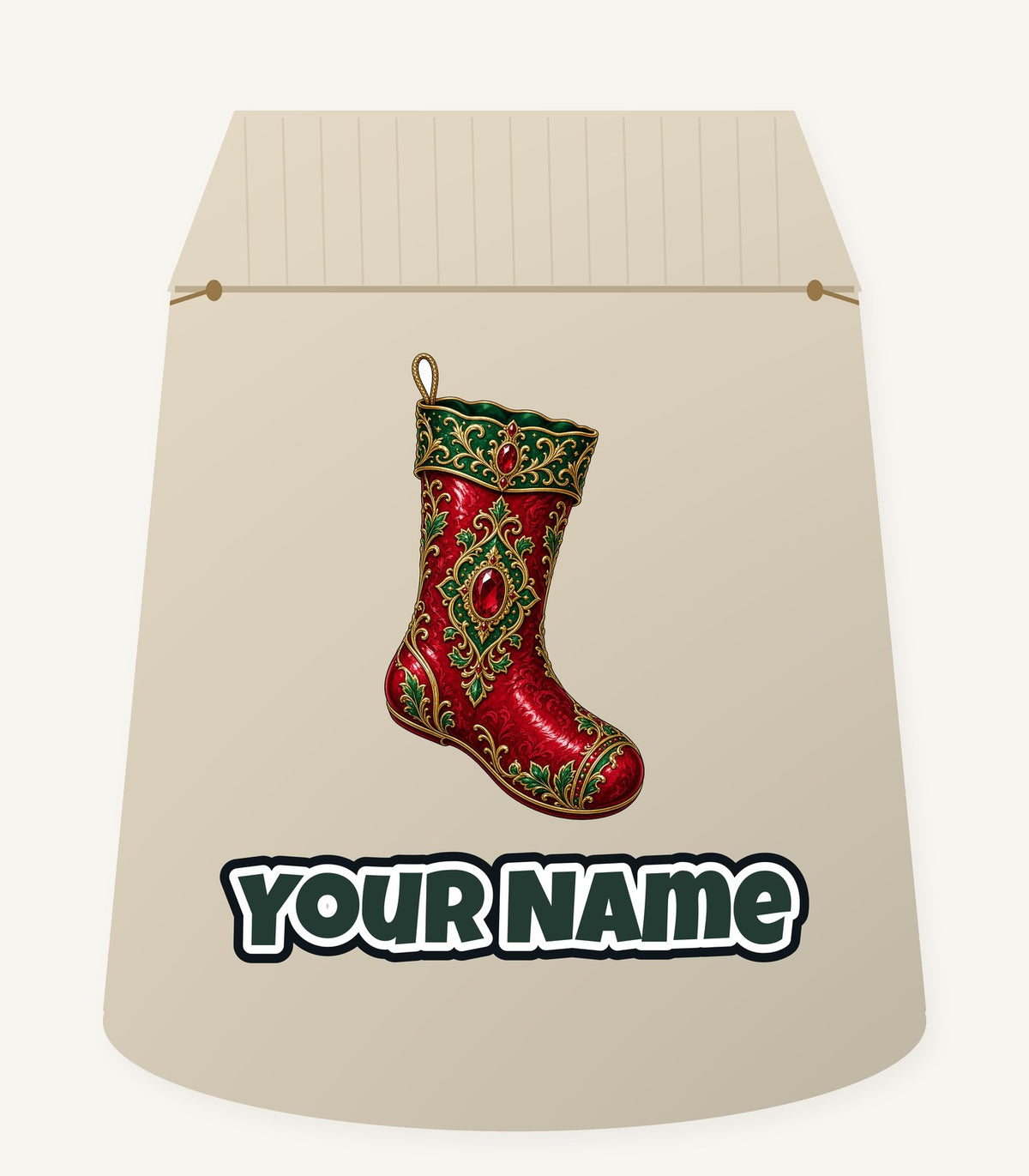 Ruby And Gold Stocking Personalised Santa Sack