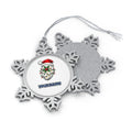 Rugby Ball in Santa Hat Personalised Pewter Christmas Ornament