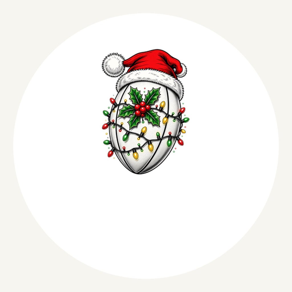 Rugby Ball in Santa Hat Personalised Pewter Christmas Ornament