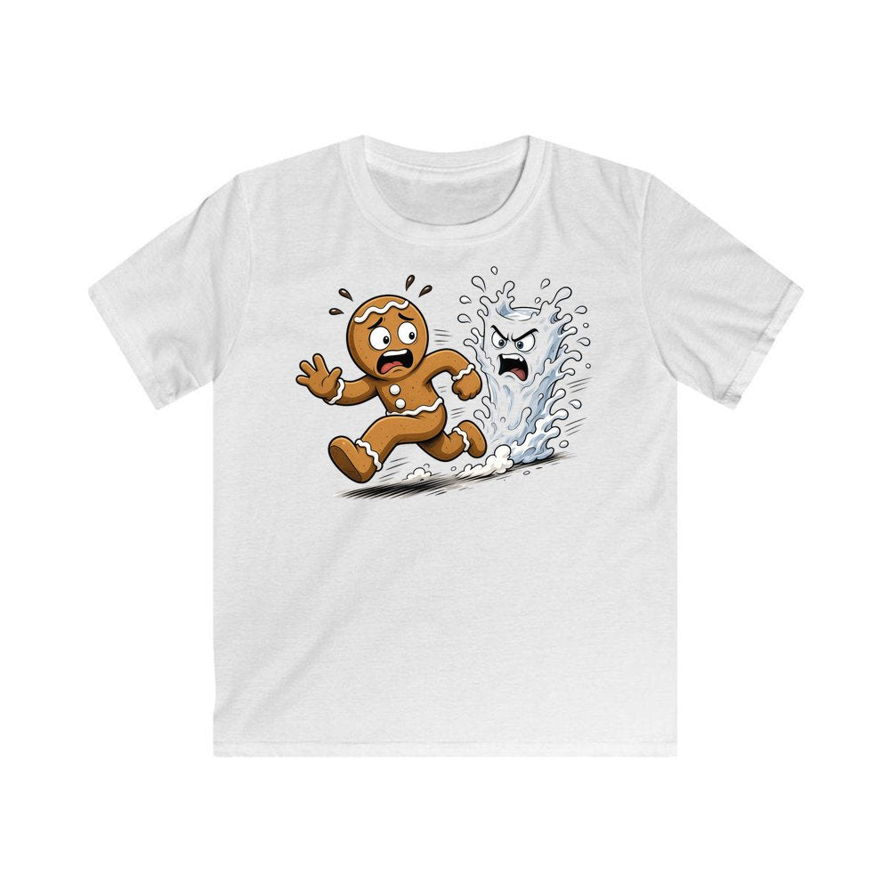 Run, Gingerbread, Run personalised kids Christmas tee in white